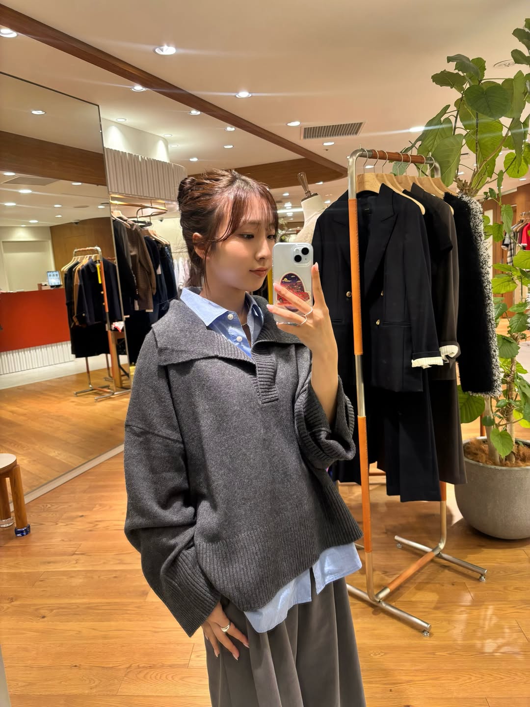 宽松羊毛针织Polo衫
