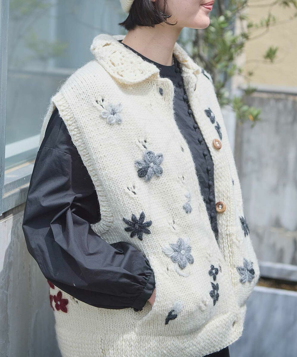 钩针领手工针织马甲