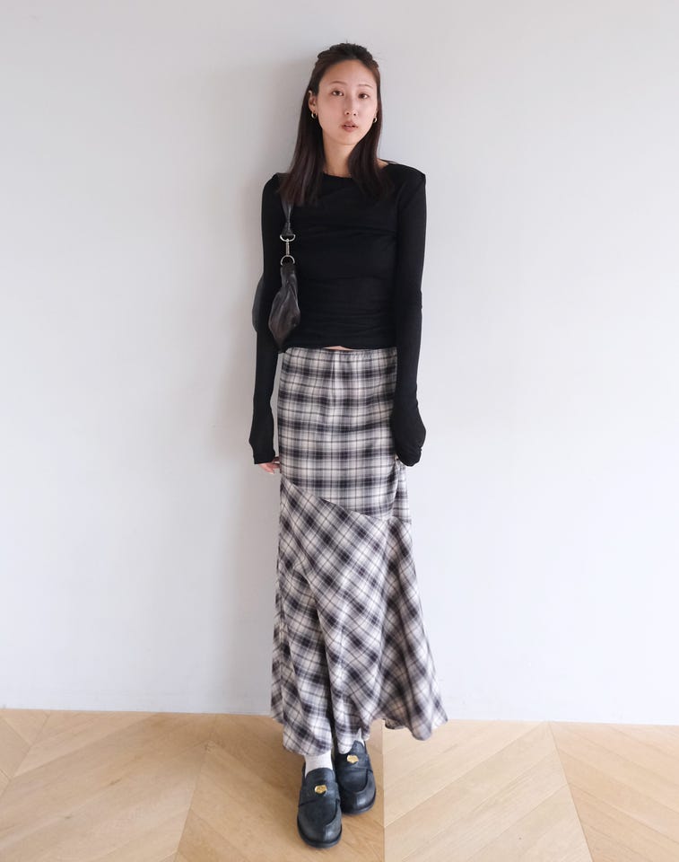 美人鱼廓形格纹半身裙 5