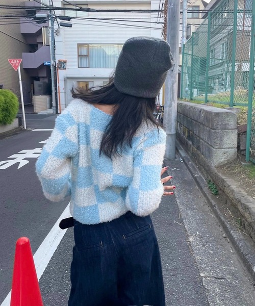 格纹块针织开衫 19