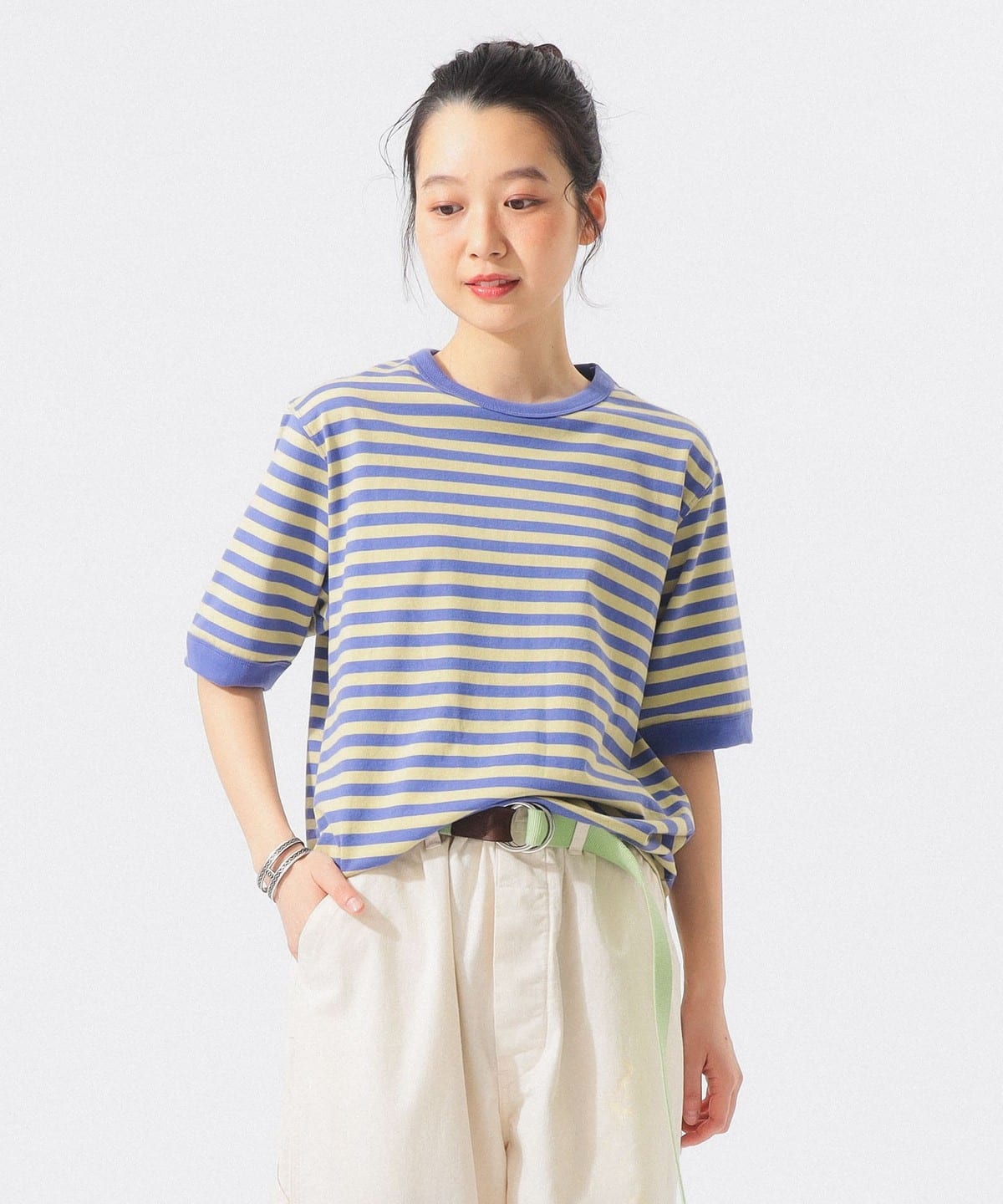条纹包边领短袖T恤 25