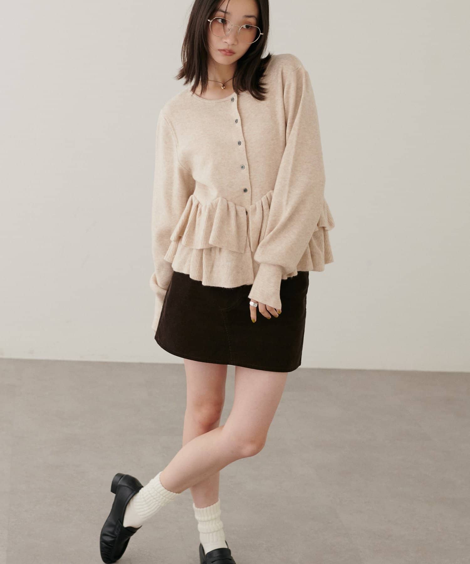 荷叶边裙摆式开衫 58