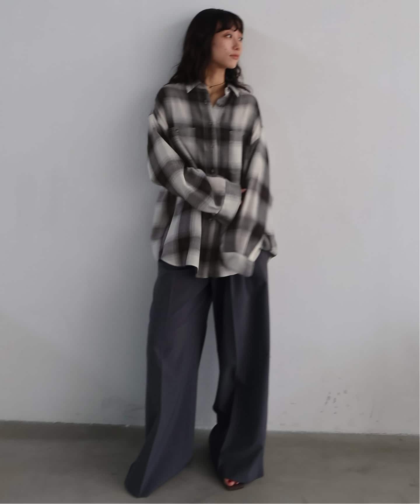 磨毛色织格纹宽松衬衫 33