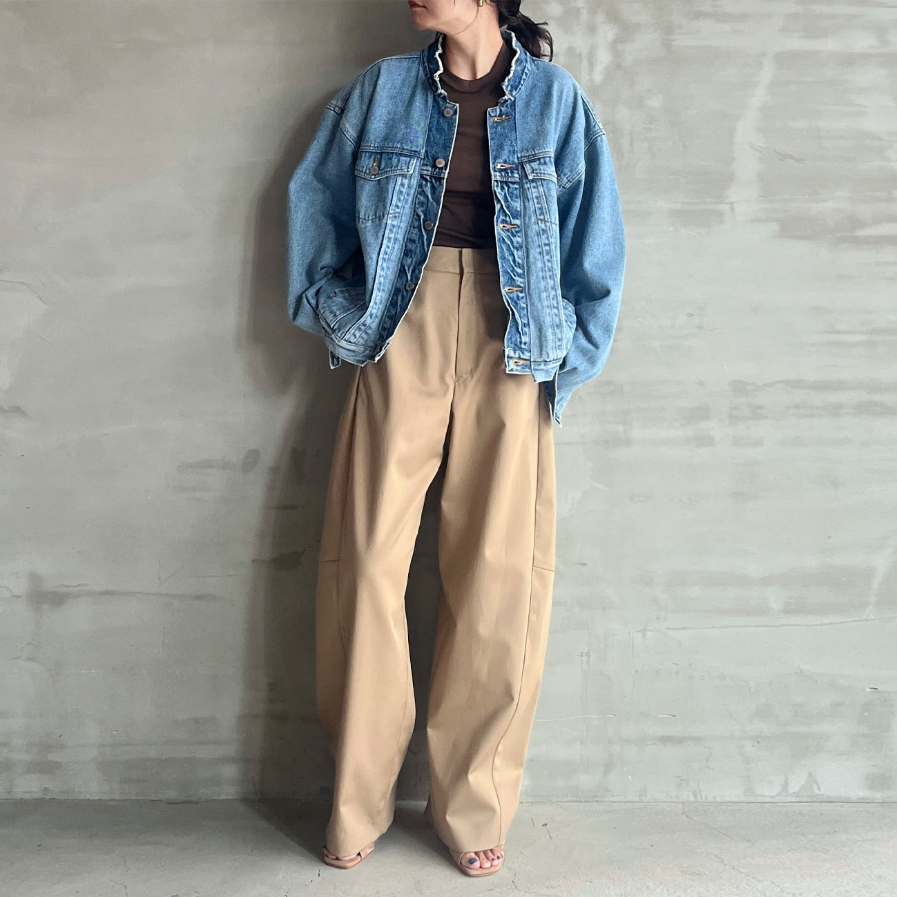 斜纹布桶形裤 28