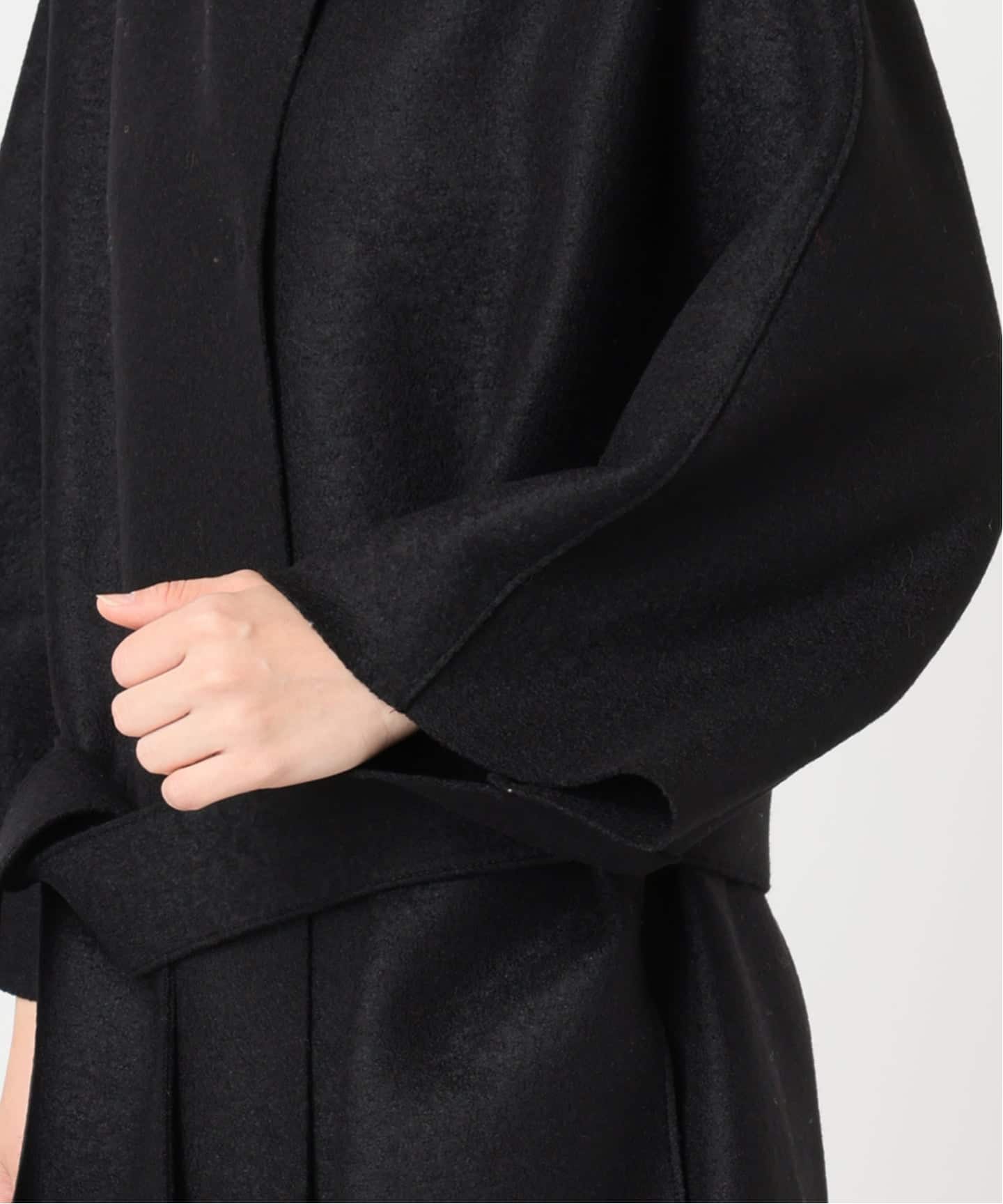 女士和服式披风压褶羊毛大衣 21