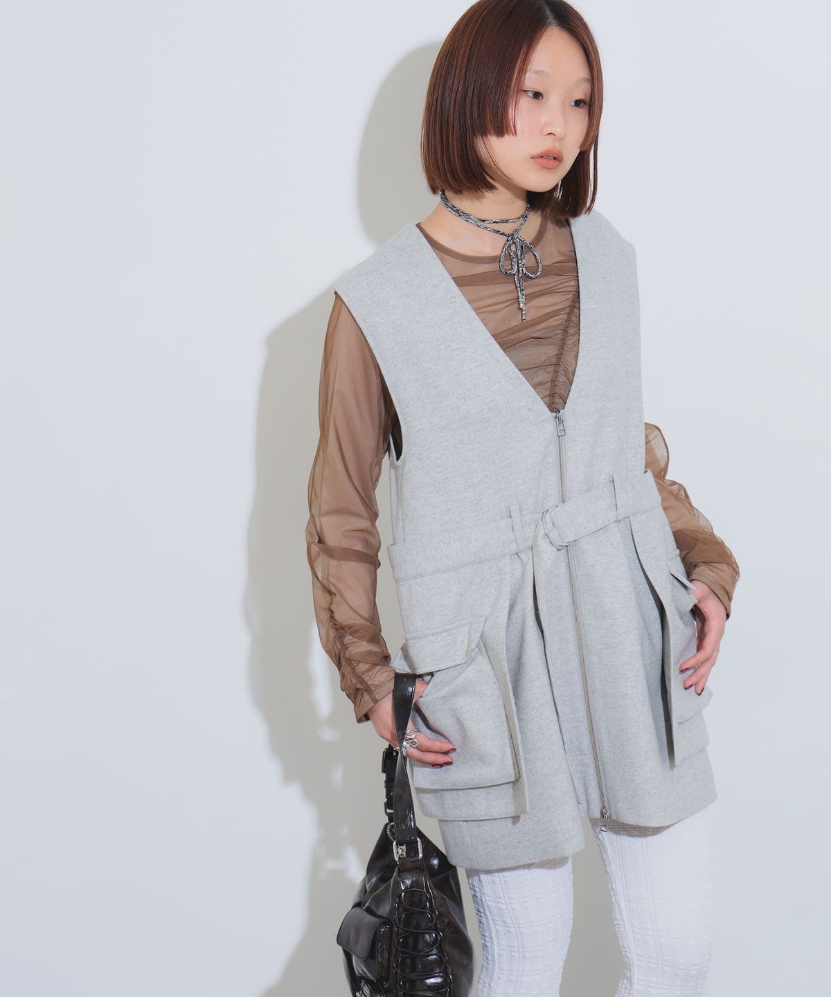 金属圆珠真丝绳项链 7