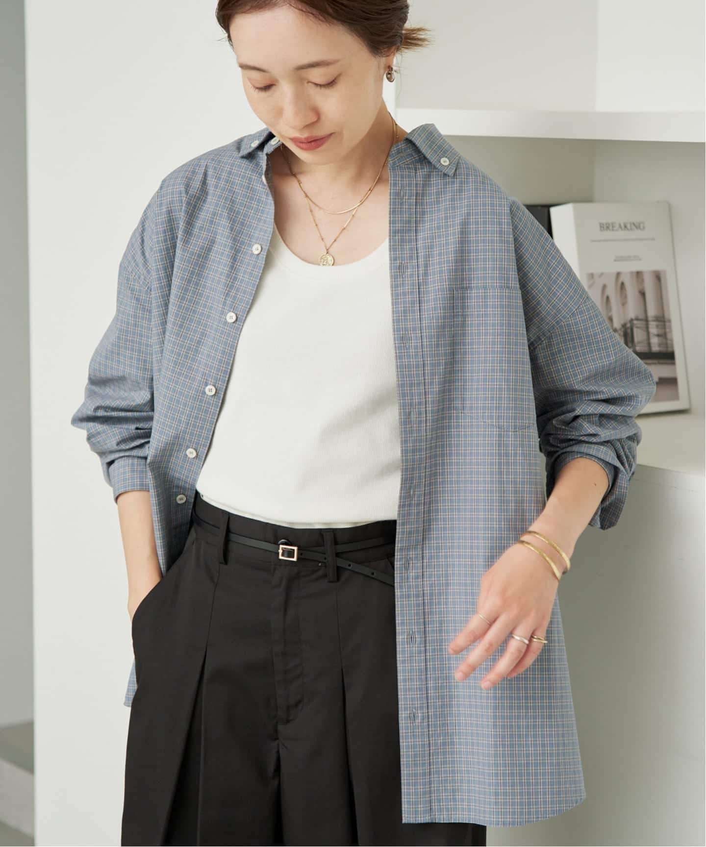 方格纹宽松廓形衬衫 3