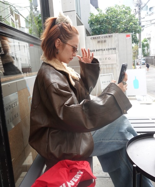 两穿复古合皮夹克 外套 65
