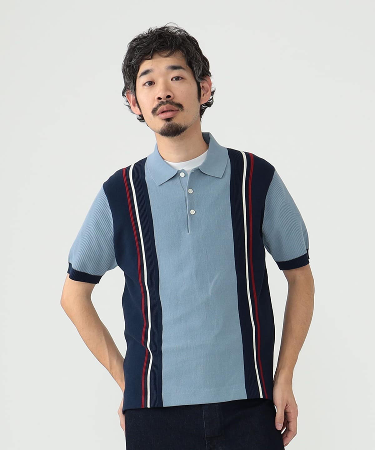 条纹针织Polo衫 14