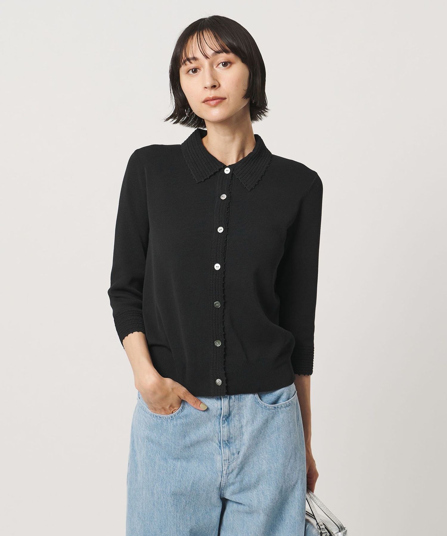 可水洗 钩针 Polo 开衫 3