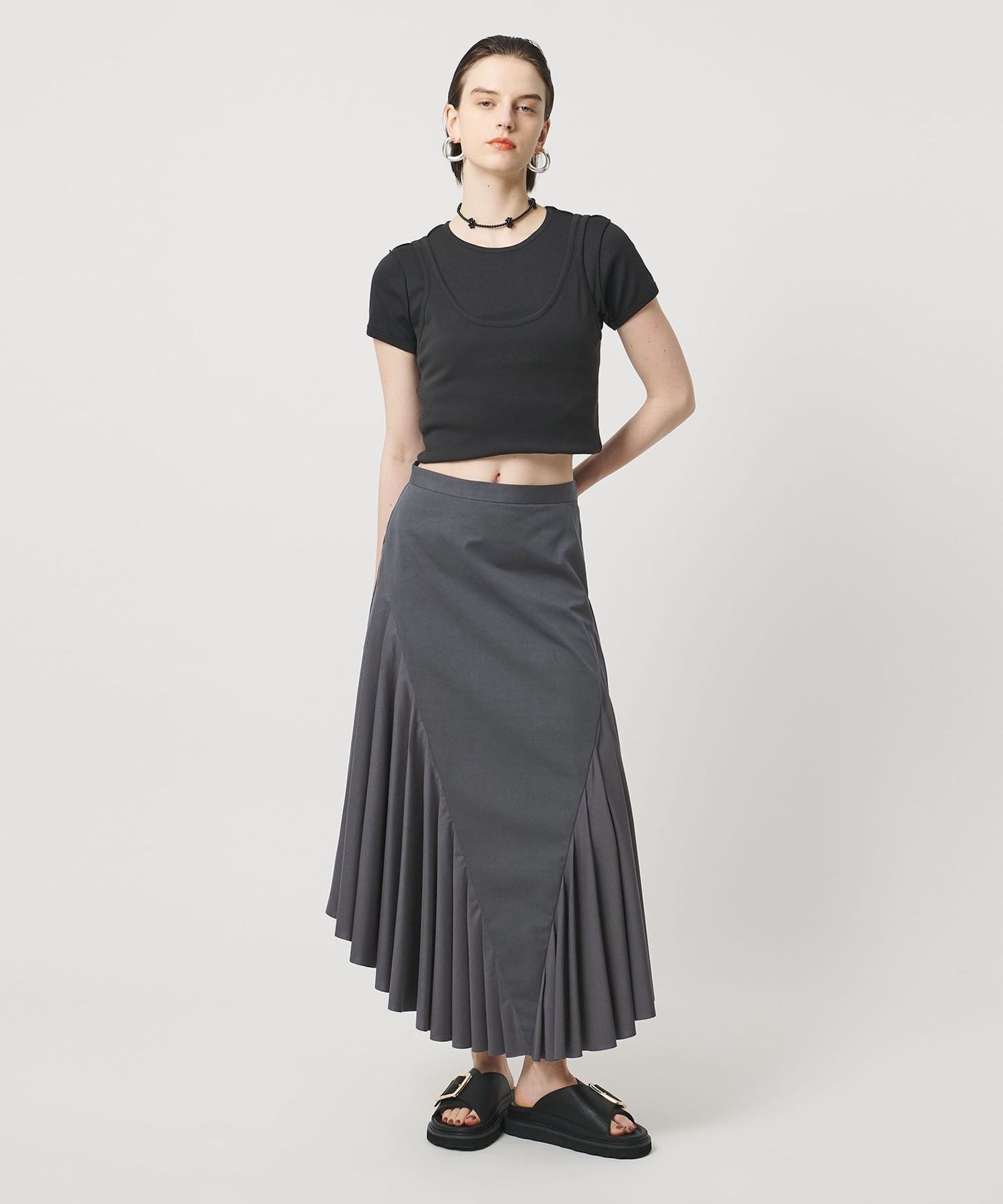拼接褶裥喇叭半身裙 11