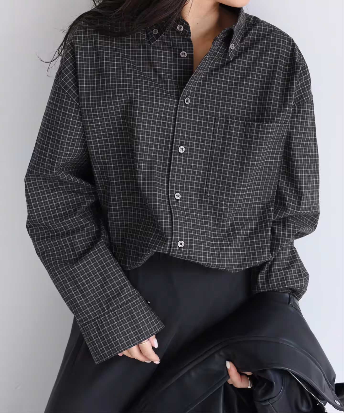 方格纹宽松廓形衬衫 17