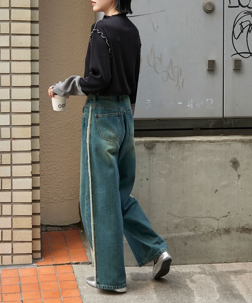 袖口撞色百褶波浪边拼接薄纱上衣 21