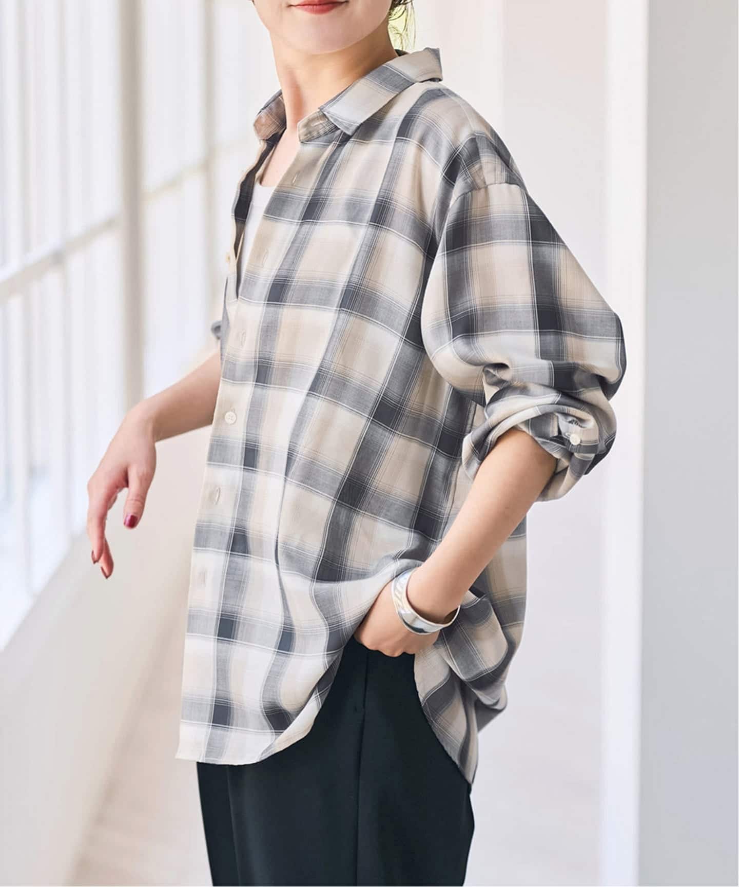 PE格纹宽松衬衫 10