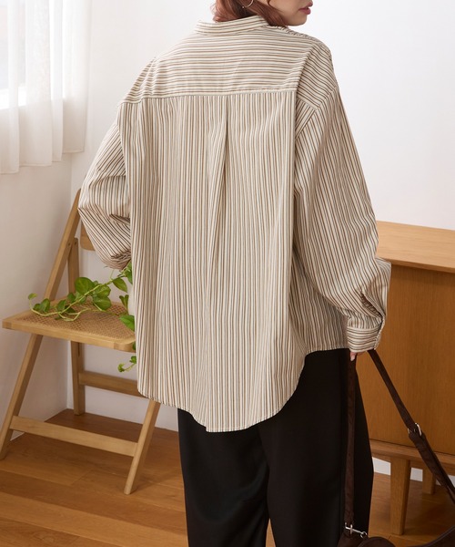 易打理 双口袋多花色宽松廓形立领衬衫 62
