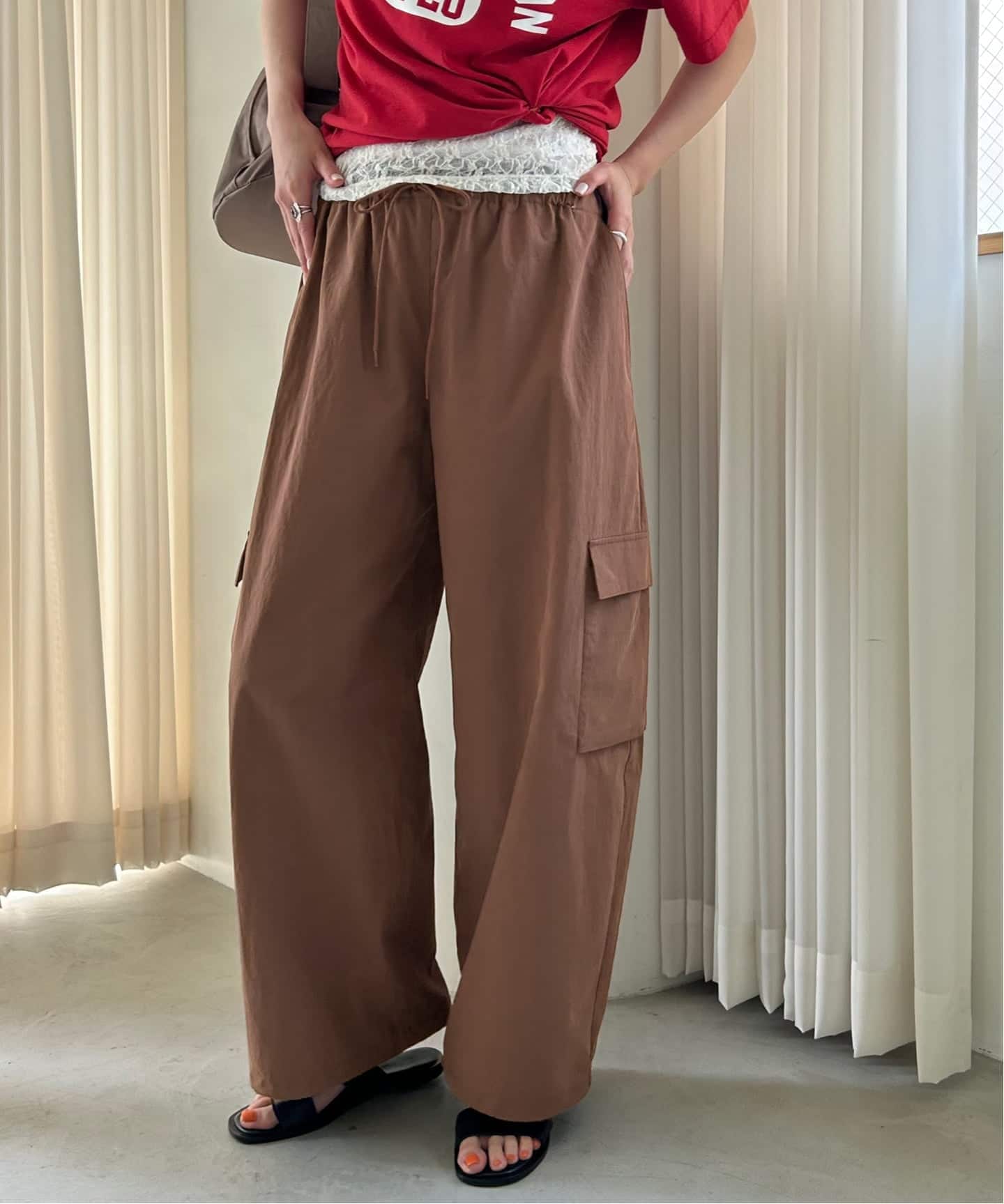 垂坠府绸工装裤 6