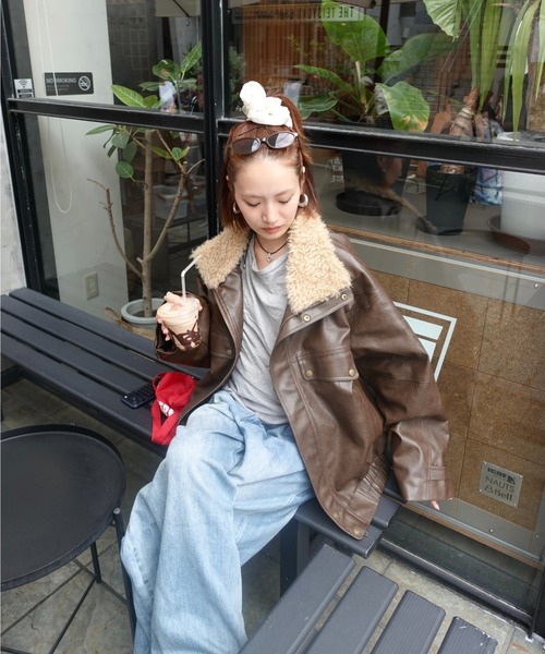 两穿复古合皮夹克 外套 62
