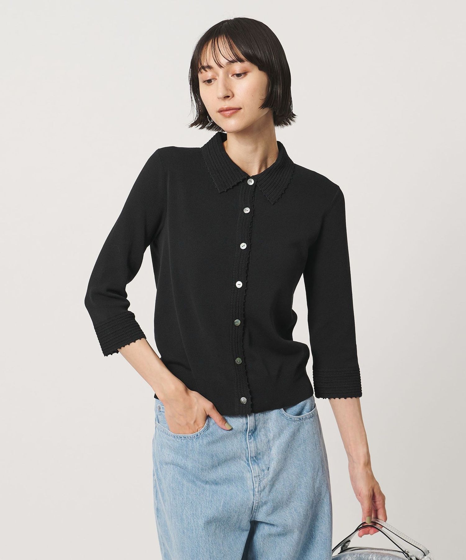 可水洗 钩针 Polo 开衫 8