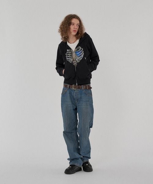 爱心 骨图案 拉链连帽卫衣 帽衫 19