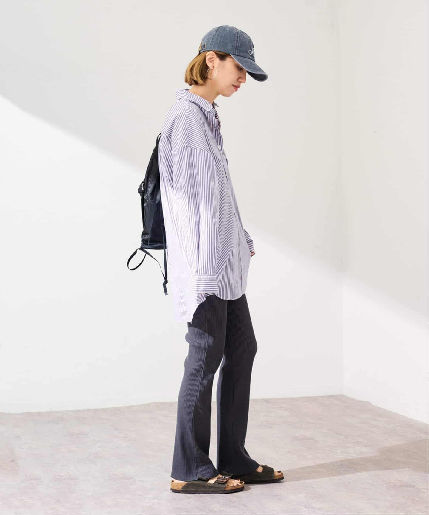 彩色条纹宽松袖长款衬衫 27