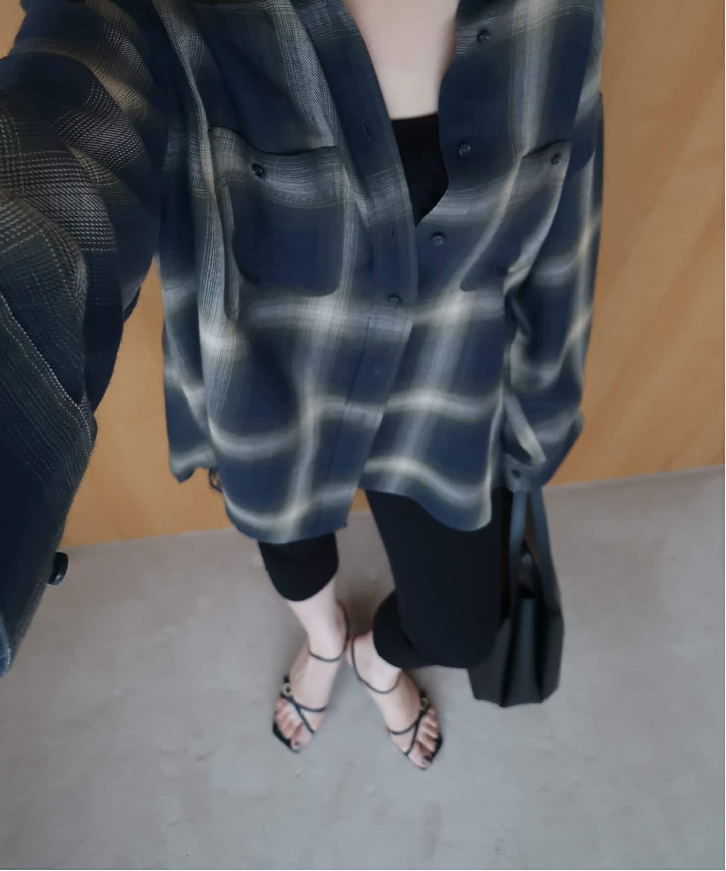 磨毛色织格纹宽松衬衫 64