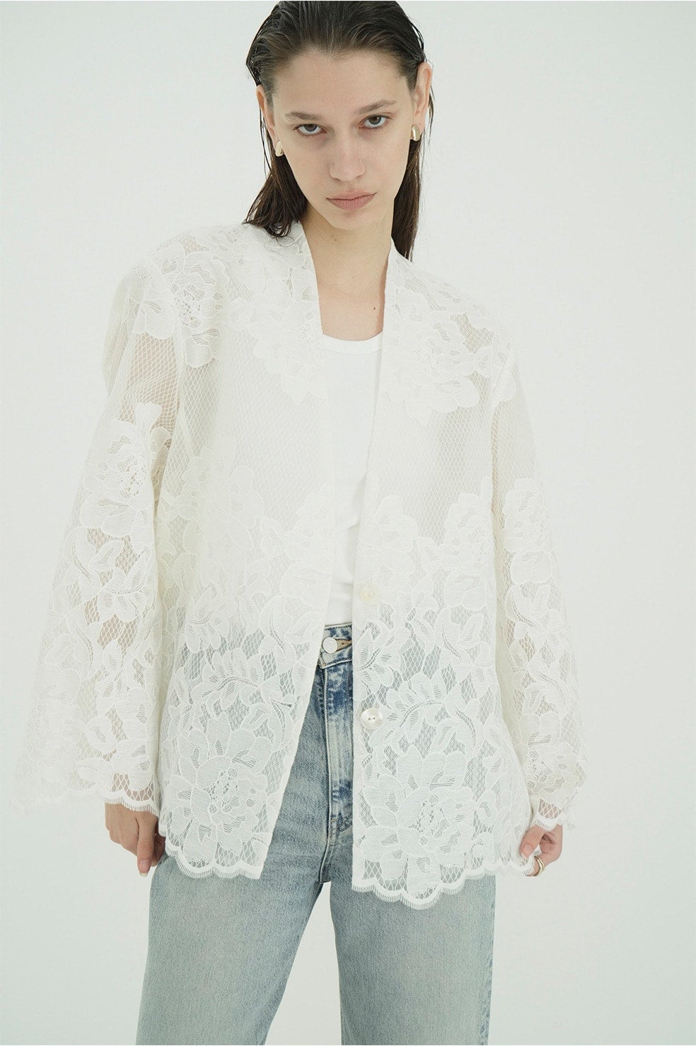 花朵蕾丝宽松衬衫式夹克 25