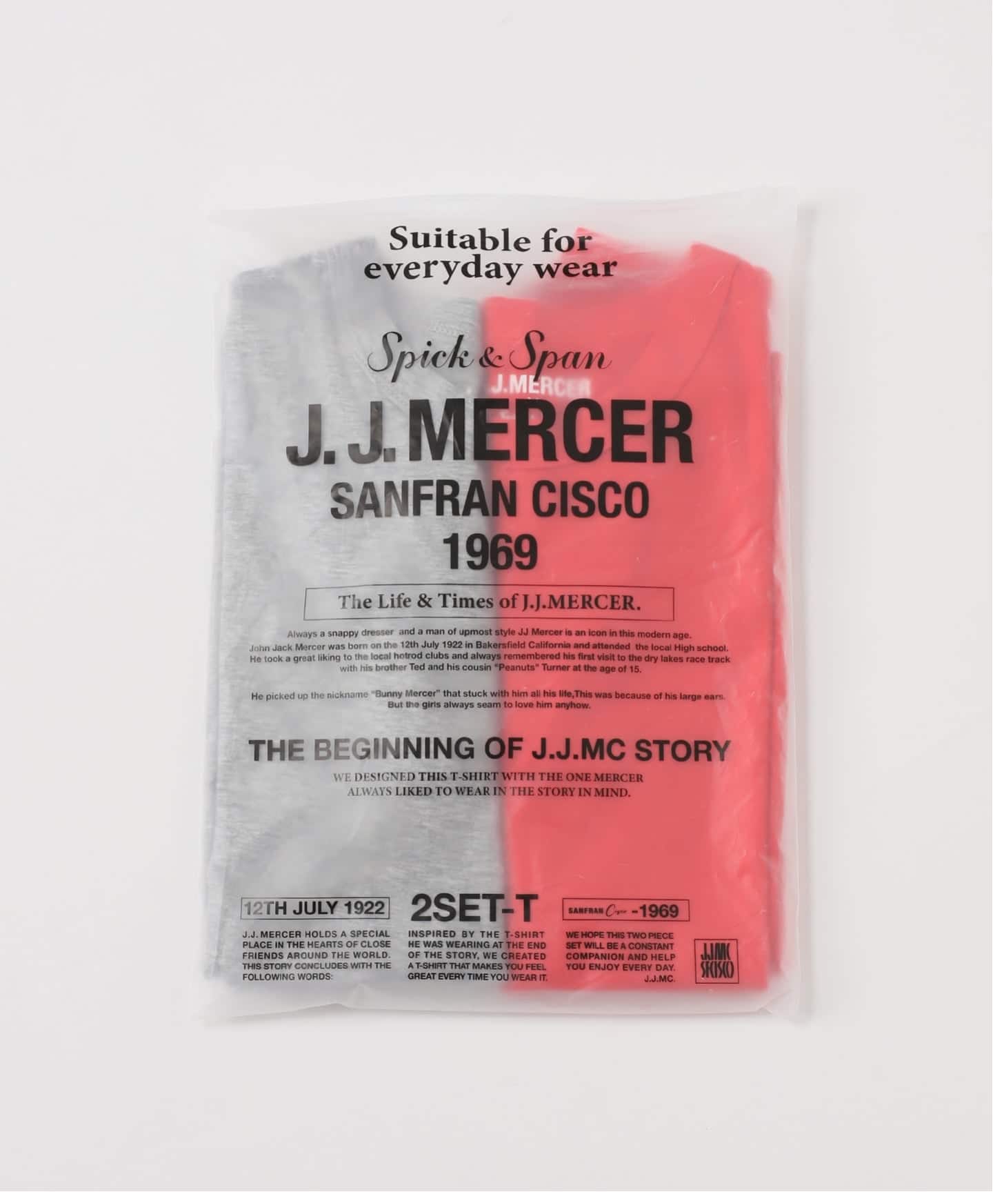 J.J.Mercer联名 2件装 短袖T恤 65