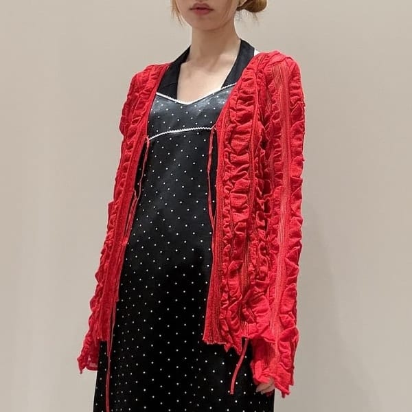 网眼条纹开衫