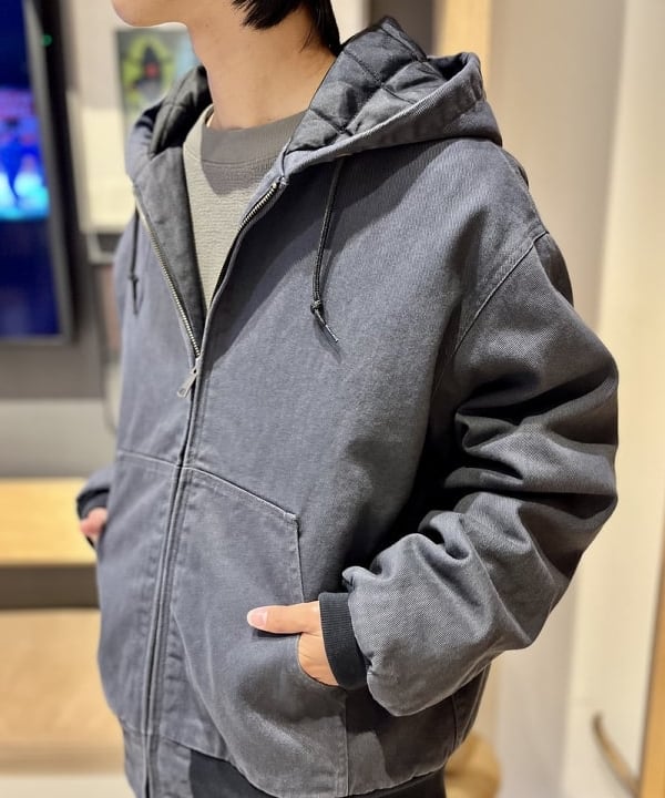渐变做旧夹棉连帽拉链夹克 2
