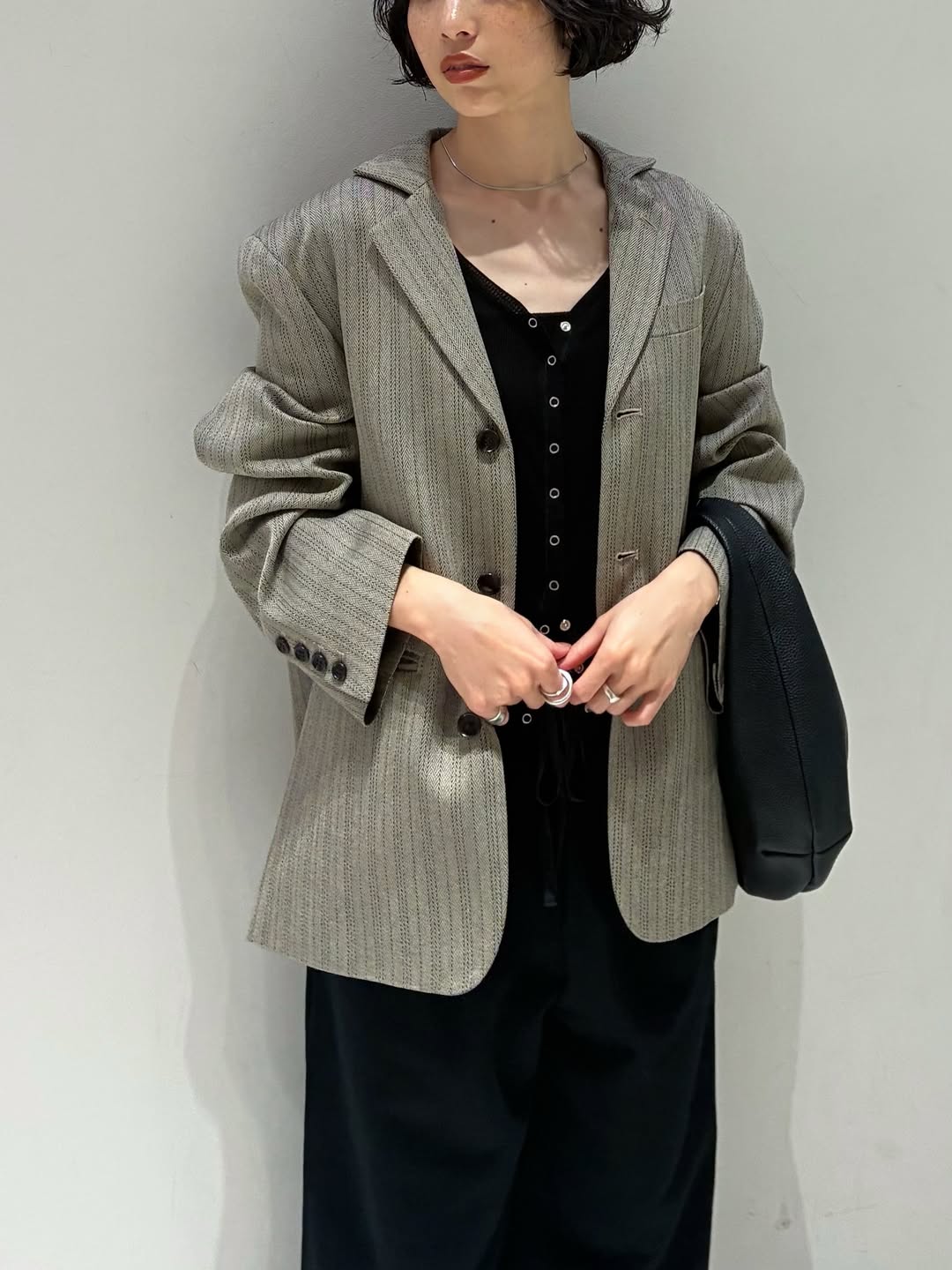 人字纹西装外套