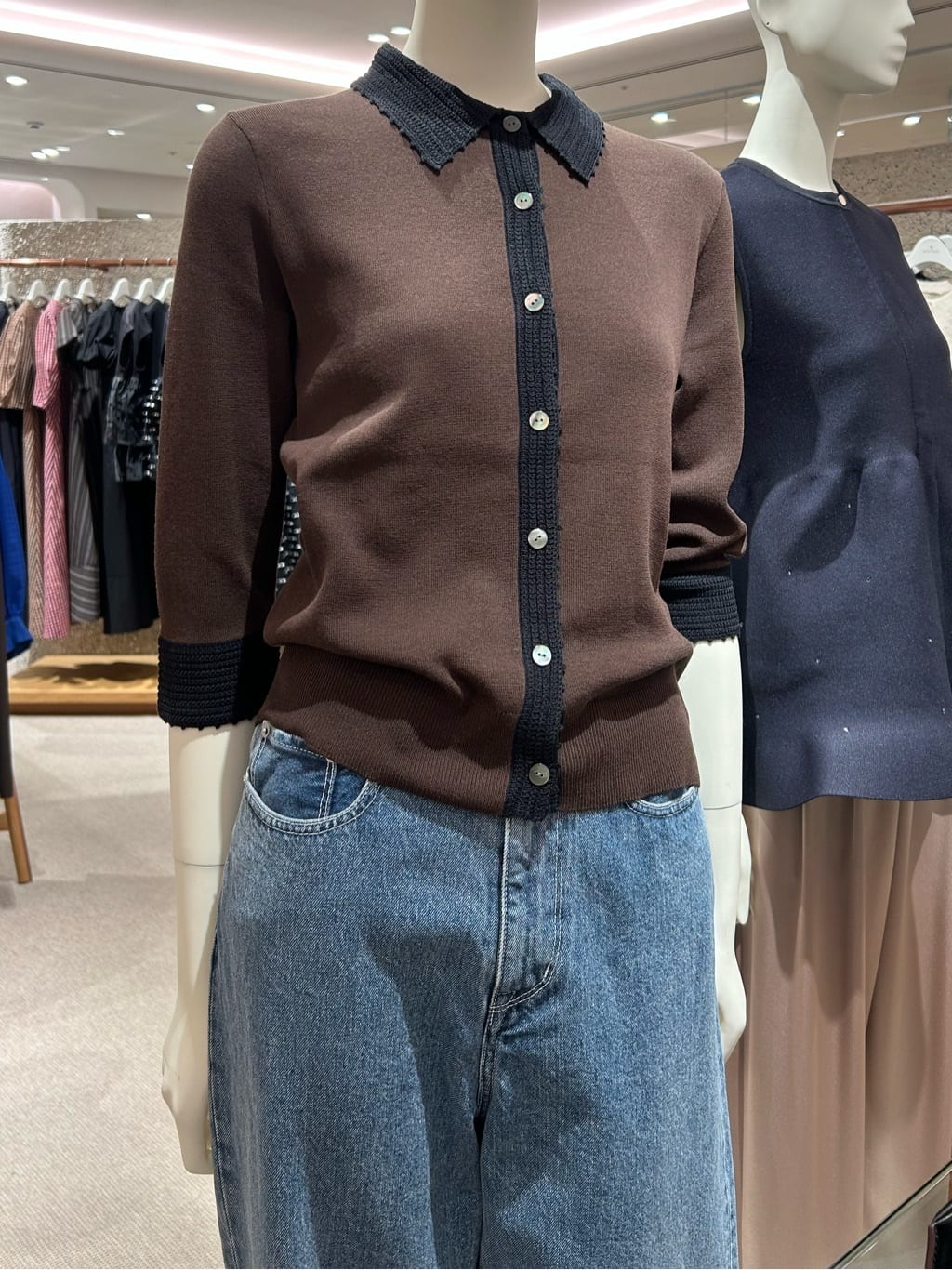 可水洗 钩针 Polo 开衫