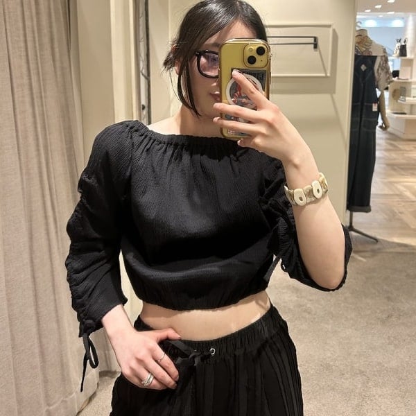 抽绳袖九分衬衫
