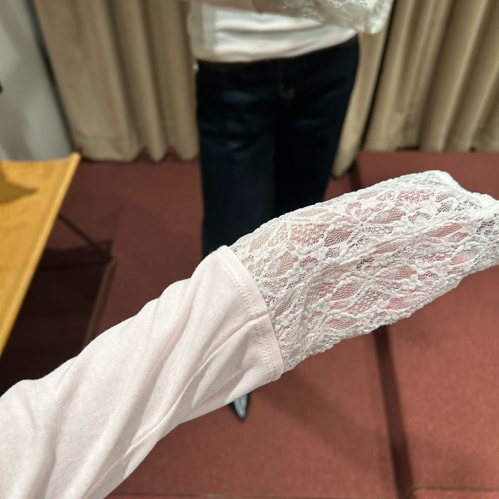 蕾丝拼接长袖针织上衣 2