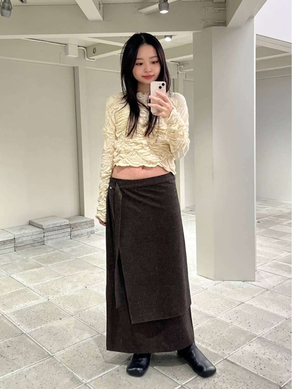 羊毛裹身半身裙