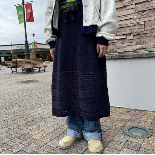 网眼下摆针织半身裙
