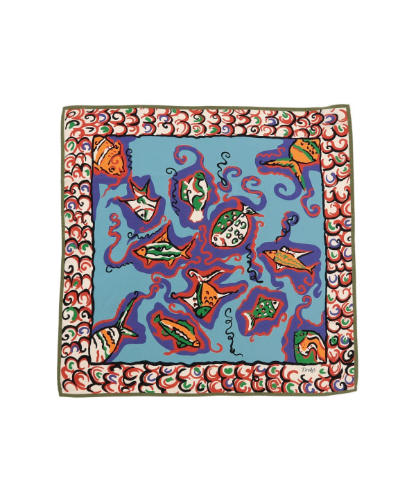 真丝鱼纹印花领巾 2