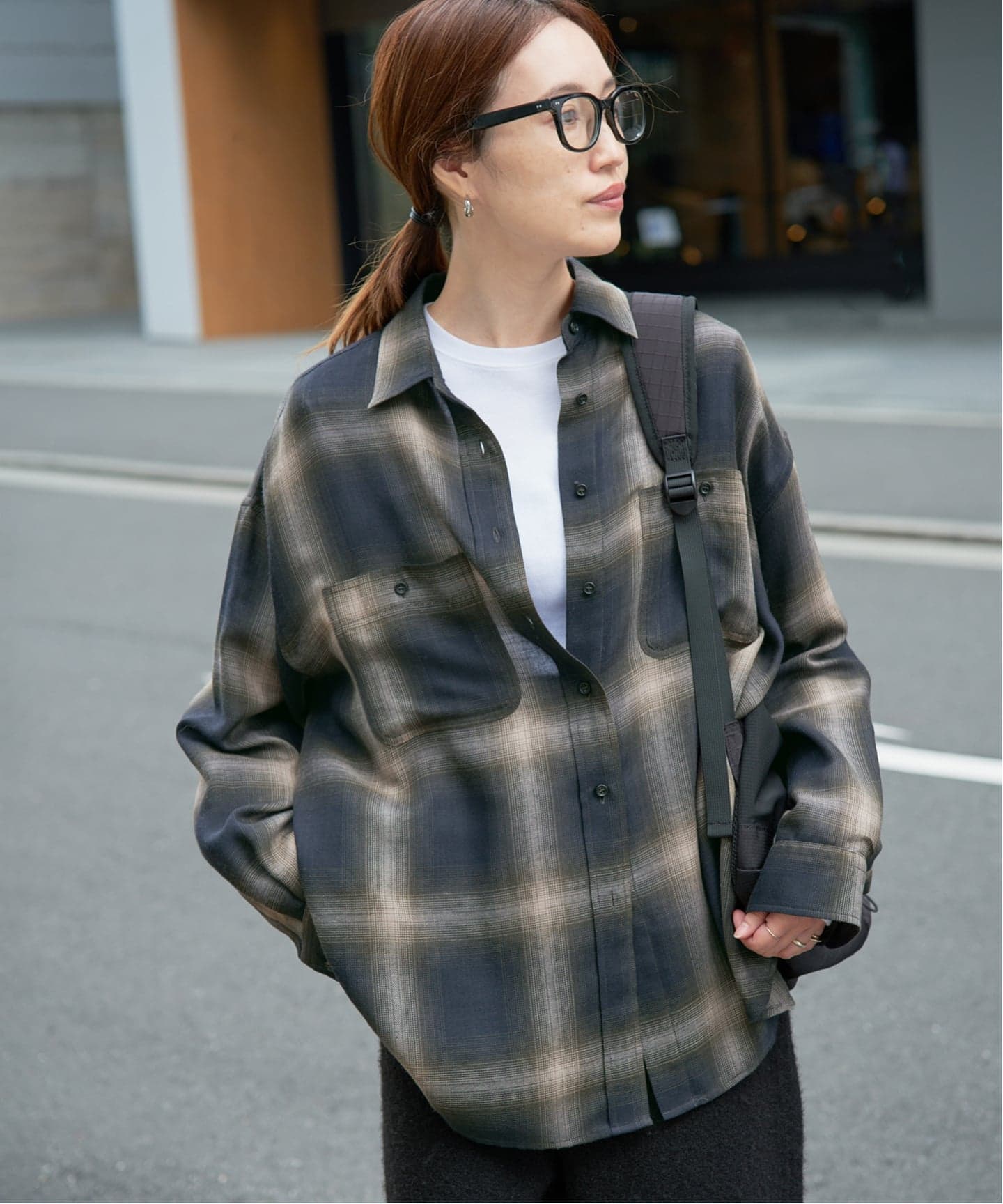 磨毛色织格纹宽松衬衫 6