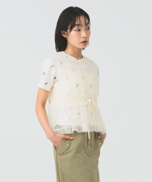 网纱抽褶无袖上衣 5